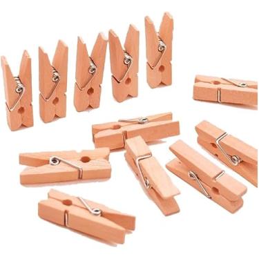 Imagem de Mini Grampo Pregador Prendedor Fotos 100 Unidades 2,5cm Natural ou Colorido Artesanato Lembrancinhas - Para Artesanato, Scrapbook, Embalagens e Organização - Newz (Natural)