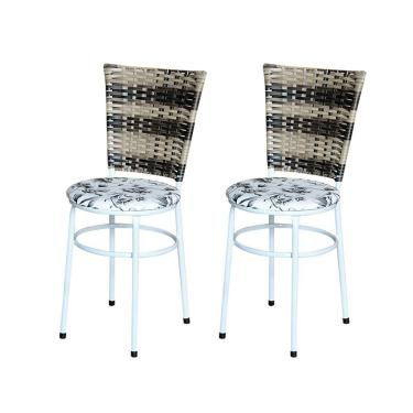 Imagem de 2 Cadeiras Branca Para Cozinha Hawai Cappuccino Premium Assento Floral Cor:floral Branco