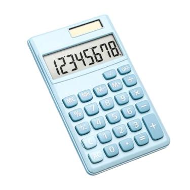 Imagem de Calculadora mecânica 8 dígitos grande energia solar LCD Display Big Button Cardy Candy Colored Calculadora Adequa para Escola Office Home para Crianças Contador Branco Pink Blue (Azul)
