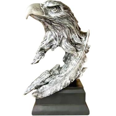 Imagem de H&W Estatuetas prateadas de águia careca - emblema nacional dos EUA - decoração de estátua de resina para casa/estudo/sala de estar, ótimas estatuetas colecionáveis, melhor presente para o homem