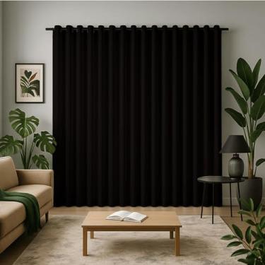 Imagem de Cortina 3 Metros 300x250 Para Varão Serve em Sala, Quarto Tecido Oxford (Preto)