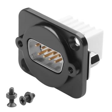 Imagem de QIANRENON Conector DB9 sem solda de montagem em painel compacto DB9 macho para terminal de crimpagem de 9 pinos Adaptador serial D-SUB Plugue de fiação de 9 pinos, orifício de parafuso de bloqueio