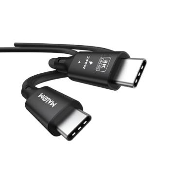 Imagem de MALOM Cabo USB 4.0, 40 Gbps para Thunderbolt 4 de 2 m, carregamento de 240 W, 8K a 60Hz, 4K a 144Hz, cabo de exibição USB C, USB4 para iPhone série 16/15, MacBook Air, Samsung (preto, 1,8 m (6 pés))