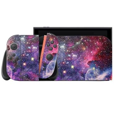 Imagem de Skin Wrap para Switch 2, conjunto completo de decalque de vinil adesivo para console de jogos Joycons, manípulos e dock (roxo)
