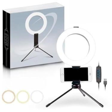 Imagem de Ring Light LED Iluminador Portatil Com Tripé Suporte Para Celular 8 Polegadas(luz branca(Outros modelos))