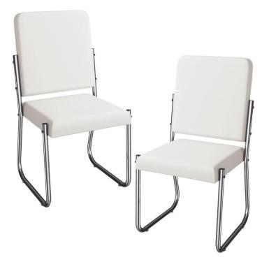 Imagem de Kit 2 Cadeiras Cromada Sala Jantar 2C139CR Corino Kappesberg Branco