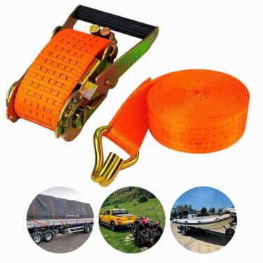 Imagem de Kit 5 Cinta Catraca Carga 5 T 50mm 10m Caminhão Amarração - Time, 5 TO