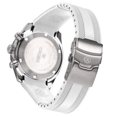 Imagem de Pulseira de relógio StrapXPro de borracha curva de 20 mm de substituição para Seiko Prospex Speedtimer SSC813, SSC815, SSC817, SSC819, SSC909, SSC917, SSC933, Branco com fecho prata, 20mm