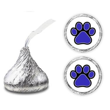 Imagem de 216 adesivos de beijo com estampa de patas, adesivos de patas de animal para lembranças de festa, qualquer evento, decorações de hersheys, presente, Azul
