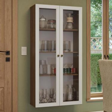 Imagem de Cristaleira Suspensa 70 cm 2 Portas de Vidro Rustic/Branco Vik Madesa,
