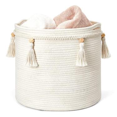 Imagem de Cesta decorativa Mkono Macrame e organizador de cordas de algodão 15cm