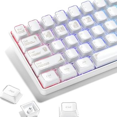 Imagem de dagaladoo Conjunto de teclas de teclado, teclas de geleia de cristal branco 60 75 100 por cento, estilo de cerâmica bonito para PC, tampa de chave de perfil MDA para teclado mecânico Mx Switchs