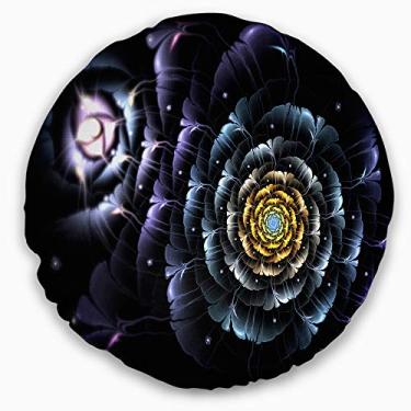 Imagem de Design de flor fractal azul no escuro floral sala de estar, sofá, almofada de alta qualidade + capa de almofada impressa em ambos os lados 50 cm