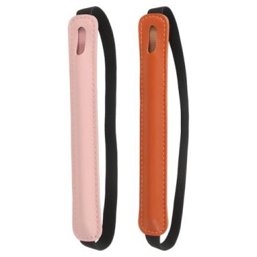 Imagem de PATIKIL 2 peças de suporte de caneta para tablet, capa universal retrátil para caneta, estojo elástico, bolso para lápis, bolsa protetora para tablet, notebook, laranja/rosa