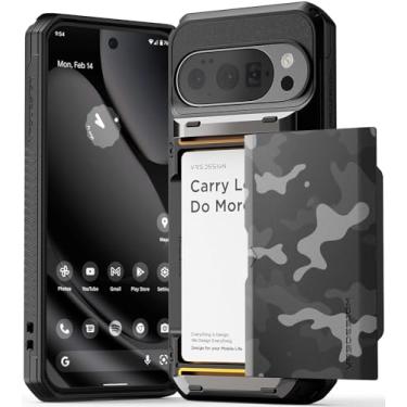 Imagem de VRS DESIGN Damda Glide Pro para Pixel 10 / Pixel 10 Pro (2025) – Capa carteira robusta com suporte de cartão semiautomático resistente [4 cartões] Capa protetora para celular (Guardian Black)