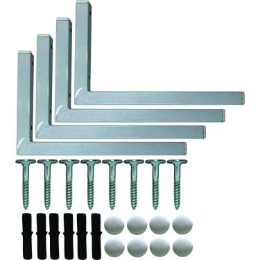 Imagem de Kit 4 Suportes Mão Francesa Cantoneira Prateira Branco 20Cm