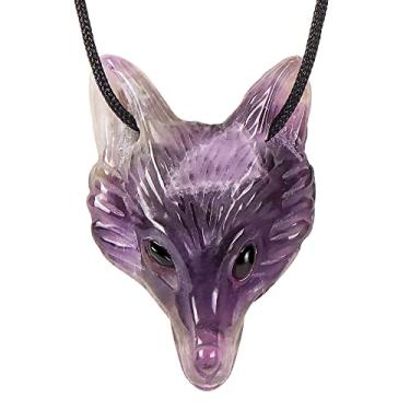 Imagem de Artistone Pingente De Raposa Cristal Ametista Com Cabeça 1,6" Esculpida À Mão, Colar Pedras Preciosas, Estátua Cura, Coleção Animais, Estatueta Caixa Presente