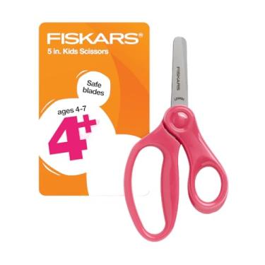 Imagem de Fiskars Tesoura de ponta cega de 12,7 cm para crianças de 4 a 7 anos, para escola ou artesanato, rosa premium (pacote com 1)