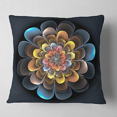 Imagem de Designart Fractal Flower Macro Close-up Sala de Estar, Sofá, Almofada de Alta Qualidade + Capa de Almofada Estampada em ambos os lados 40,64 cm x 40,64 cm
