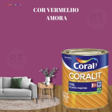 Imagem de Esmalte Sintético Base Água Coral Coralit 800ml Tinta Cor Vermelho Ace