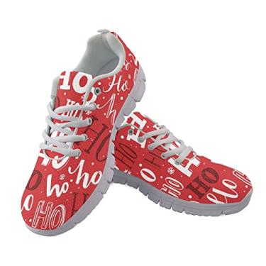 Imagem de Jeiento Tênis feminino de corrida esportivo, casual, viagem, caminhada, sem cadarço, respirável, para meninas adolescentes, Christmas Ho Ho Ho Ho, 36
