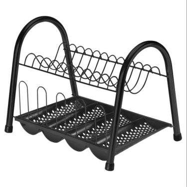 Imagem de Escorredor Duplo Com Bandeja Arthi Em Aço Preto