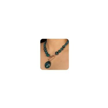 Imagem de Rumtock Gargantilha de pedra verde com fecho de ouro para mulheres, joias delicadas vintage