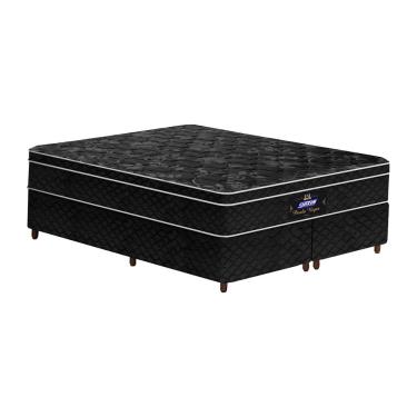 Imagem de Conjunto Cama Box Queen de Molas Gazin Pérola Negra 158x188 - Preto