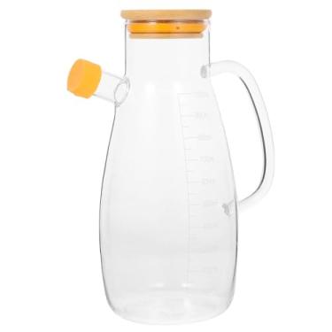 Imagem de Kichvoe Garrafa dispensadora de óleo de vidro, dispensador de vinagre de 1000 ml com medidas à prova de vazamento, jarro de azeite de oliva pequeno recipiente de distribuição para molho de soja de
