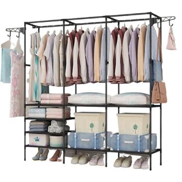 Imagem de Arara de Roupas Organizadora de Chão para Cabides em Aço Antiferrugem - Varal Multiuso com Arara Cabideiro