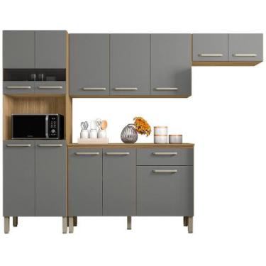 Imagem de Cozinha Com Balcao Versalhes 251 cm KTP - Kits Paraná, Freijo Gris