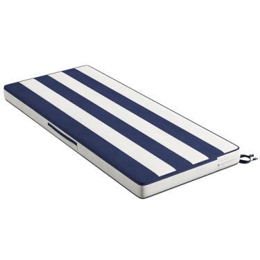 Imagem de Codi Almofada de bancada externa 152 cm, almofadas duplas à prova d'água para móveis de pátio, substituição para balanço, varanda, sofá, 152 x 45 x 7 cm, listras bretão