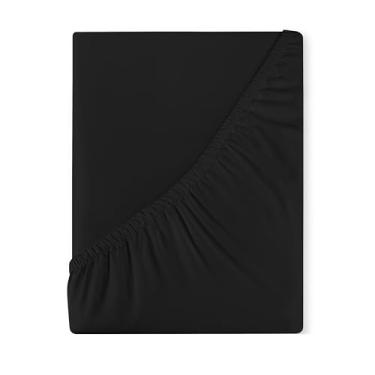 Imagem de Royale Linens Lençol Queen 400 fios, 100% algodão cultivado nos EUA, lençol com elástico em toda a volta – Lençol de baixo de cetim luxuoso – Lençol de baixo com ajuste confortável para até 40,6 cm