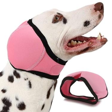 Imagem de AOOLMOL Protetor de orelha de cachorro para hematoma, banho, secagem, natação e alívio da ansiedade por ruído - Proteção elástica à prova d'água com capuz calmante design para cuidados pessoais