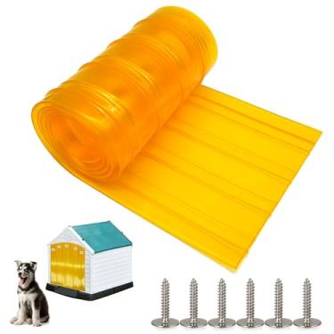 Imagem de IGIYI Aba de substituição de porta de cachorro, amarela, sem cheiros químicos, tira de vinil de PVC para cães e gatos, flexível e macio, à prova de intempéries para casinha de cachorro com parafusos