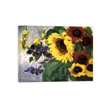 Imagem de Flores Pintura em tela Famosa Pintura Reprodução-Quadros para sala de estar-Girassol grande-Pôster pronto para pendurar Tela Embrulhada 60x80cm