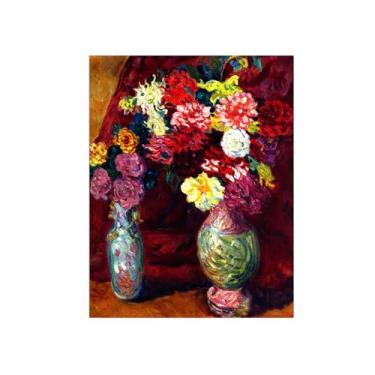 Imagem de Flores Pintura em tela Famosa Pintura Reprodução-Quadros para sala de estar-Dois vasos flores 2-Pôster e impressões 60x80cm Sem Moldura