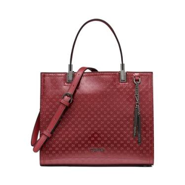 Imagem de Calvin Klein Bolsa Verne com compartimento triplo, relevo patenteado de cranberry, tamanho único