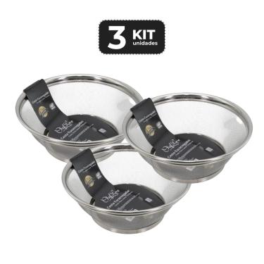 Imagem de Kit 3 Cesto Escorredor De Inox Multiuso 28 Cm