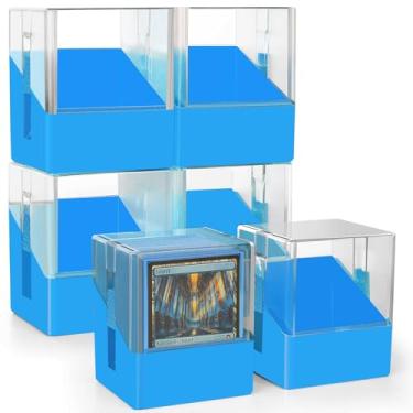Imagem de Minahao Pacote com 6 caixas de baralho para 6 conjuntos de baralho MTG Commander ou 600 cartas TCG. - Caixa organizadora de cartões com tampa transparente para mais de 100 cartas de manga única. (azul