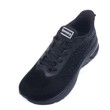 Imagem de RomenSi Tênis feminino de caminhada com bico largo, tênis de corrida atlético, casual, academia, esportivo, para fascite plantar, alívio da dor nos pés, 36-42, Preto, 10 Wide