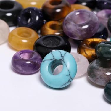 Imagem de Songxi Contas azuis turquesa grandes contas de pedras preciosas para fabricação de joias, pedra natural europeu grande buraco suave espaçador solto, artes e artesanato, pacote com 15 (6 x 12 mm)