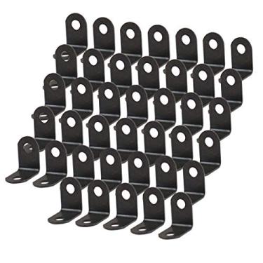Imagem de uxcell 40 peças suporte angular metal 12 x 12 mm preto, suporte de canto fixador em forma de G, suportes de suporte de ângulo direito de canto protetor de prateleira com parafusos para móveis