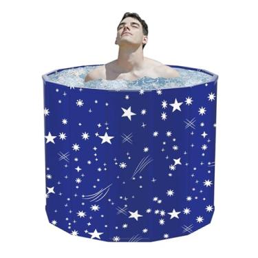 Imagem de STARBRILLIANT Banheira portátil para adultos, banheira dobrável fácil de montar (31,5 (C) x 66 cm), adequada para viagens, acampamento e atividades ao ar livre (céu estrelado, G)