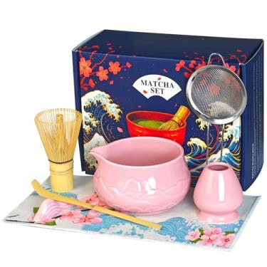 Imagem de Conjunto de 8 peças de batedor matcha com tigela matcha de cerâmica