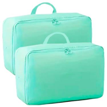 Imagem de Kit com 2 Organizador Bolsa de Compressão Para Malas de Viagem Guarda Roupas e Closet Porta Edredom E Roupas (Verde)