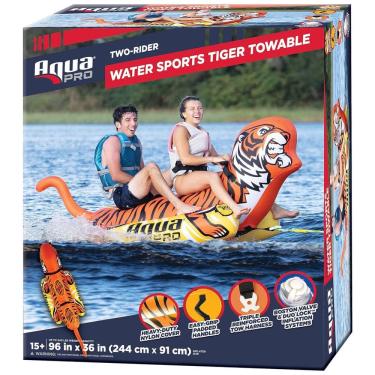 Imagem de Boia Rebocável para 2 Pessoas, Estilo Tigre com Pontão Duplo, Aqua Pro, Laranja