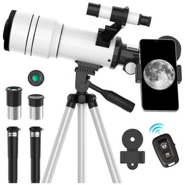 Imagem de Telescópio ToyerBee para Adultos e Crianças, Refrator Astronômico de 70mm para Iniciantes, 300mm, com Adaptador para Celular e Controle