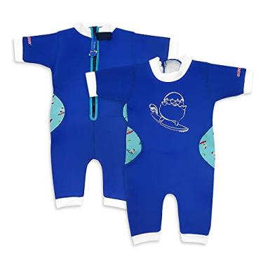 Imagem de Cheekaaboo Warmiebabes Roupa de banho para bebês e crianças, maiô térmico para bebês feito com neoprene FPS 50+, roupa de mergulho de secagem rápida, Azul-marinho/surfista, 12-18 Meses