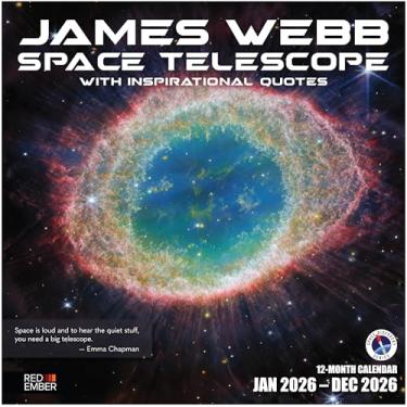 Imagem de RED EMBER Telescópio espacial James Webb com citações inspiradoras Calendário de parede 2026 12 meses | Abertura de 30,5 cm x 61 cm | Papel grosso e resistente | Presente | Calendário 2026